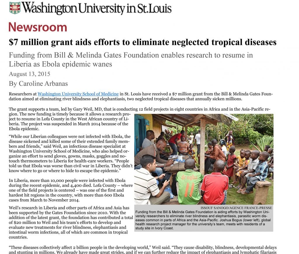 7 million grant aids efforts to eliminate neglected tropical diseases